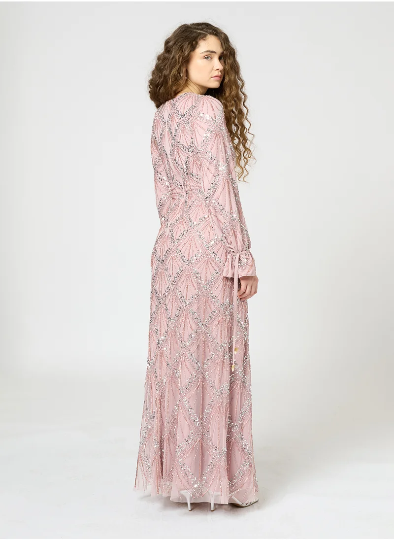 ماري Heidi Modest Embellished Sequin Maxi Dress