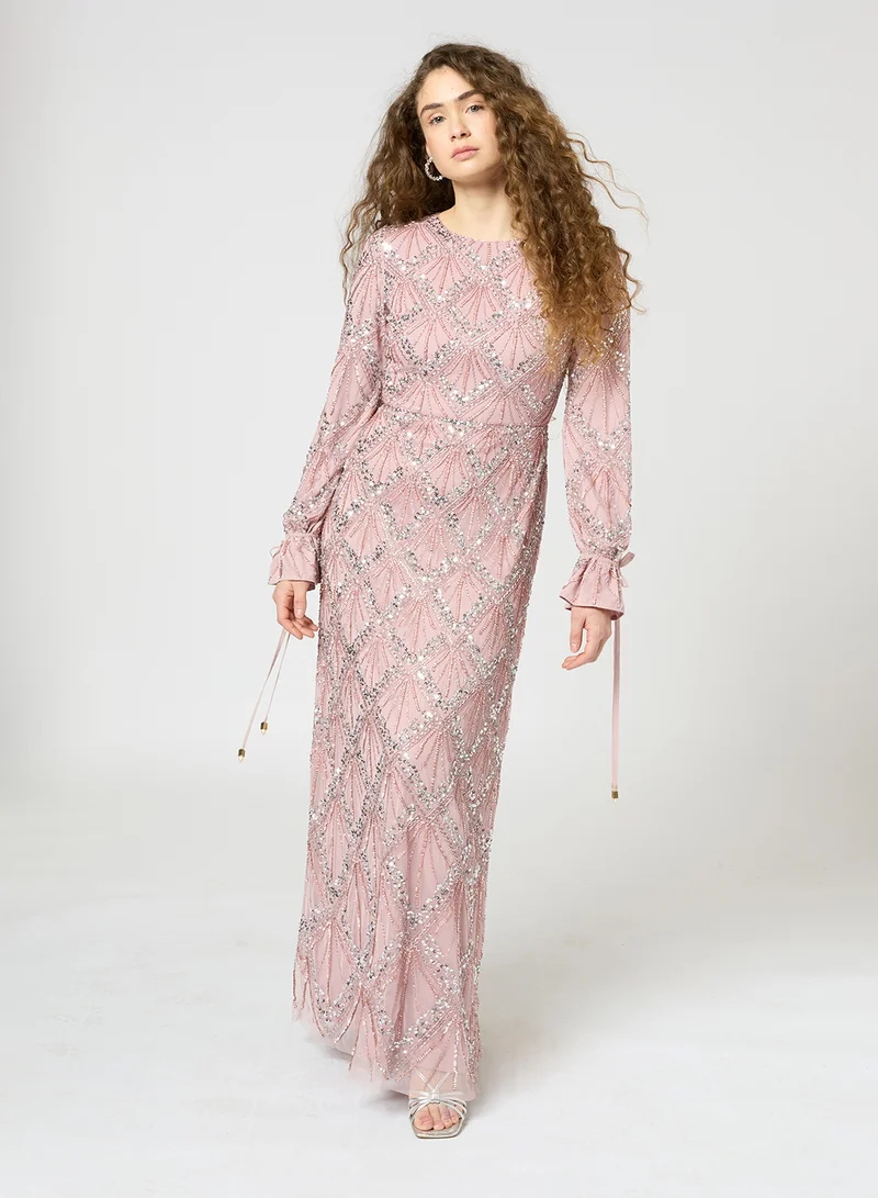 MARYISA Heidi Modest Embellished Sequin Maxi Dress