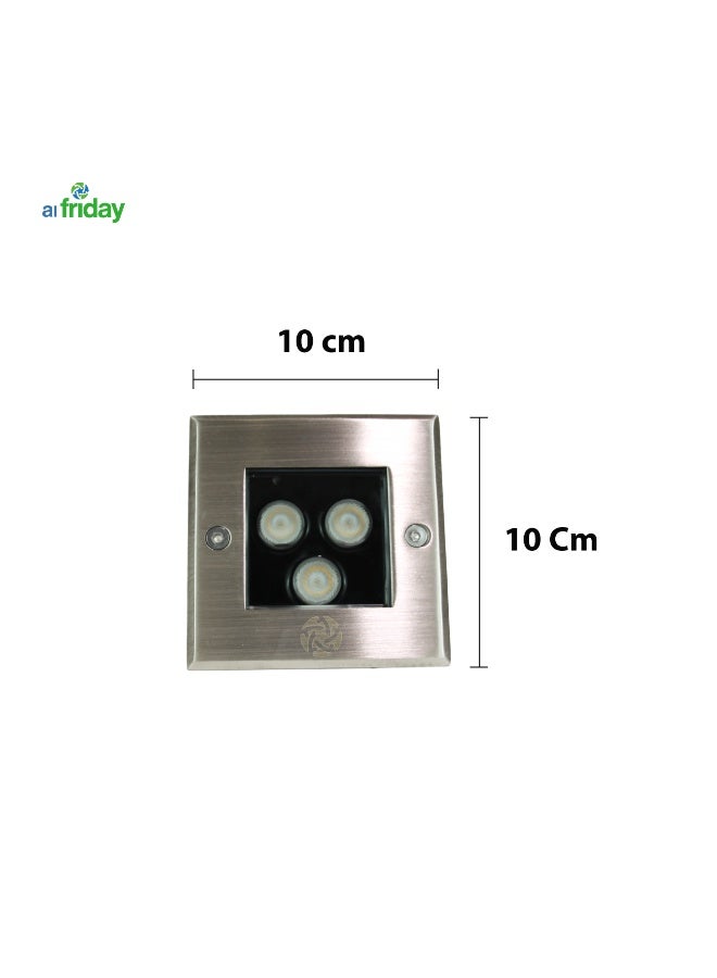 alfriday Outdoor Recessed In-Ground LED Light — Stainless Steel Trim, 3W, IP65, 3000K Warm - Image 3