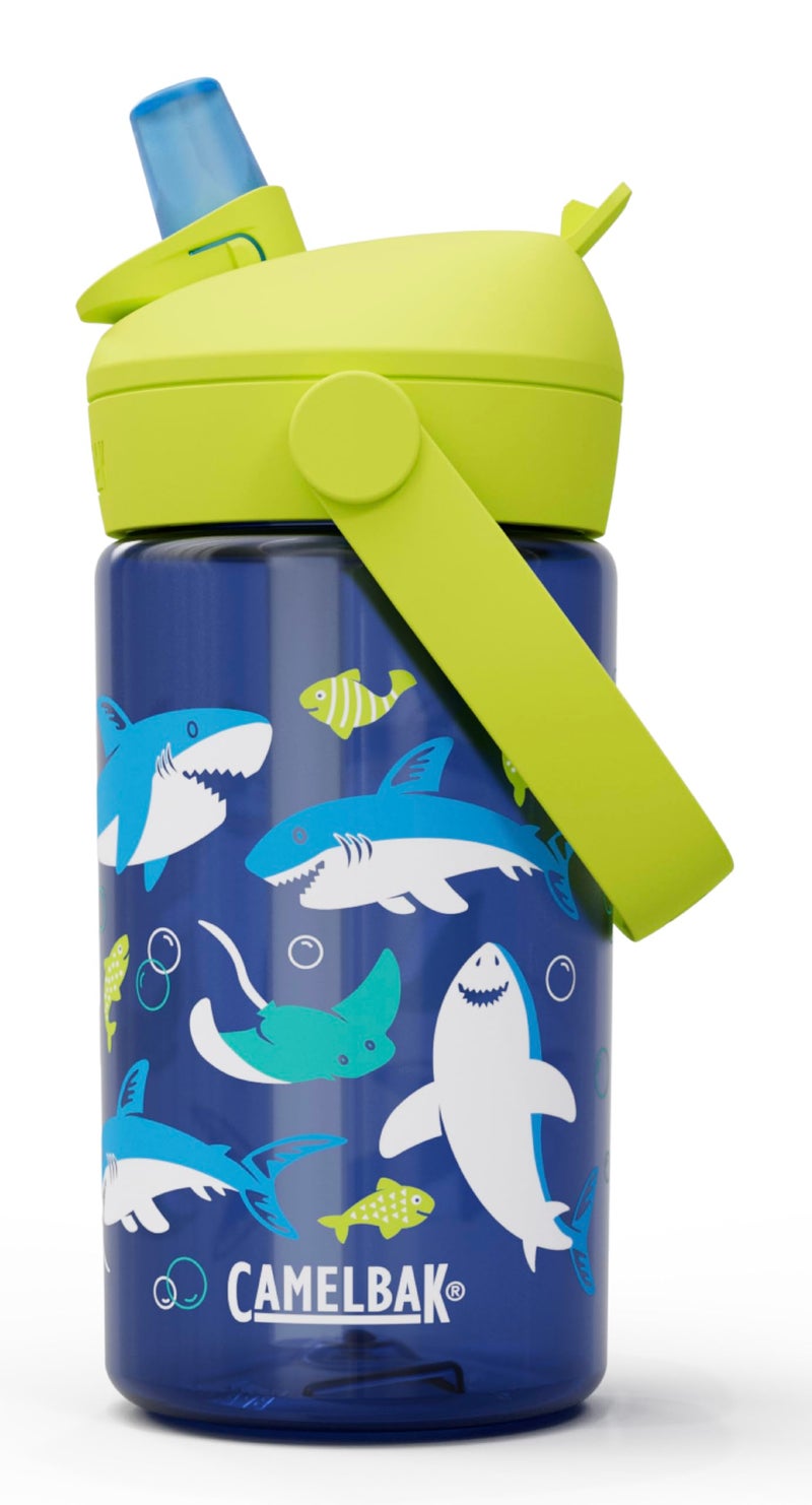CamelBak Thrive Flip Straw Kids Water Bottle with Bite Valve Tritan Renew Sharks and Rays 14oz - Image 2