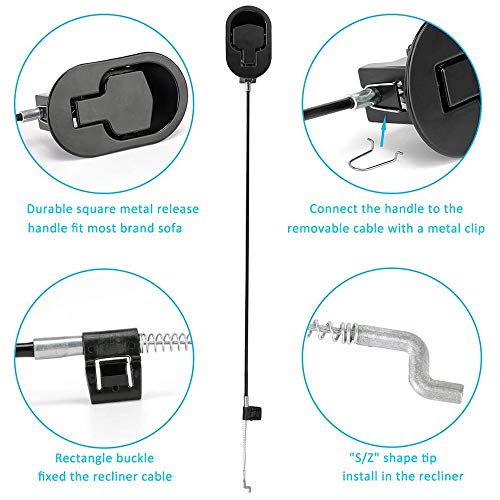 ttmagic Metal Recliner Handle Replacement Parts with Cable, Universal Recliner Sofa Chair Couch Release Lever Pull Handle, Fits Ashley and Major Recliner Brands, Exposed Cable Length 4.9“ - Image 4