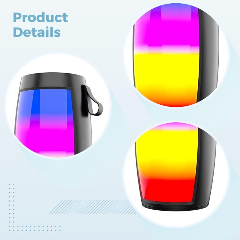 Portable Wireless Bluetooth Speaker with Colorful LED Lights FM Radio and Bass Compact Size 2.9 X 5.7 Inches - Image 5