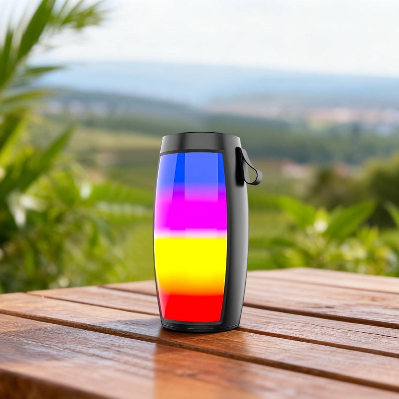 Portable Wireless Bluetooth Speaker with Colorful LED Lights FM Radio and Bass Compact Size 2.9 X 5.7 Inches - Image 3