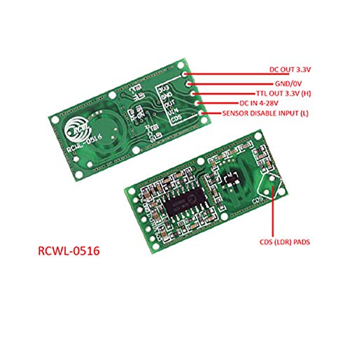 DIYmall RCWL-0516 Motion Detection Sensor, Microwave Radar Sensor, Switch Module, for Arduino ESP8266 Nodemcu Wemos, for Raspberry PI, for Human Rat Cat Detector, Detection Distance 5-7m - Image 3