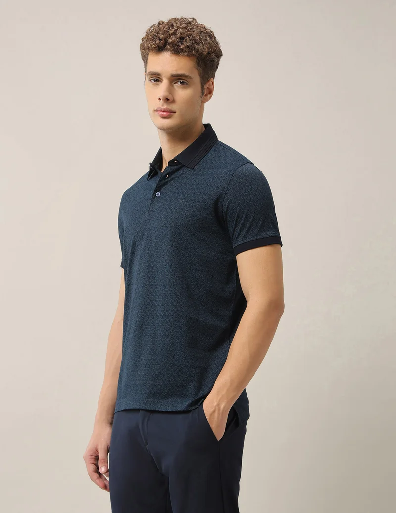 Arrow Navy All-Over Printed Pure Cotton Polo Shirt for Men | Best Price UAE