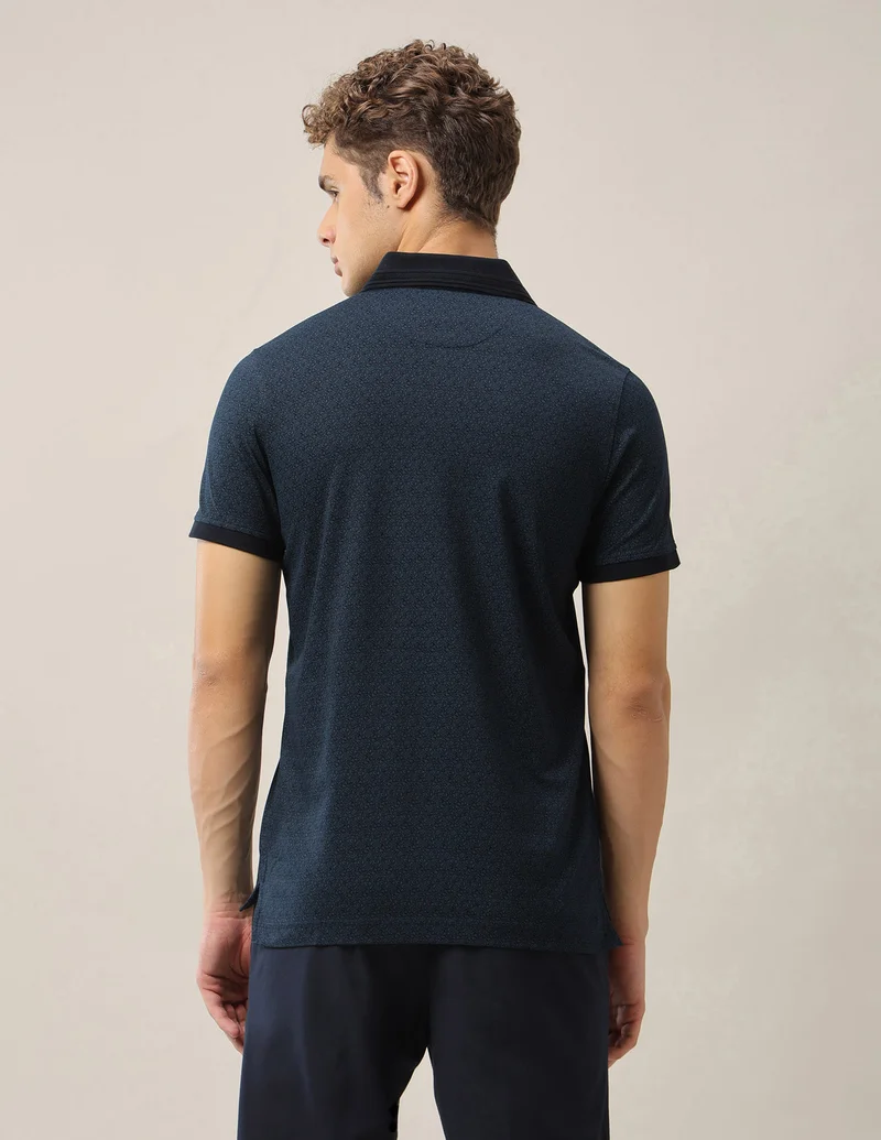 Arrow Navy All-Over Printed Pure Cotton Polo Shirt for Men | Best Price UAE