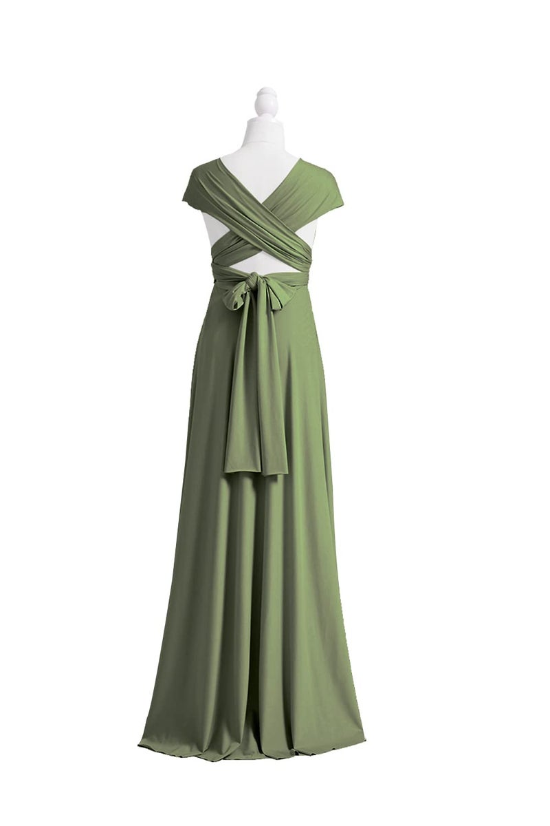 72styles Bridesmaid Convertible Dress Transformer Evening Maxi Dress with Bandeau (Plus Size, Olive Green) - Image 4