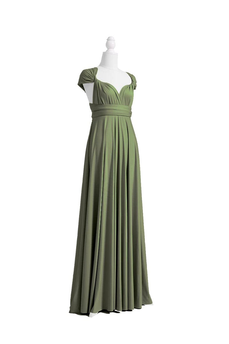 72styles Bridesmaid Convertible Dress Transformer Evening Maxi Dress with Bandeau (Plus Size, Olive Green) - Image 3