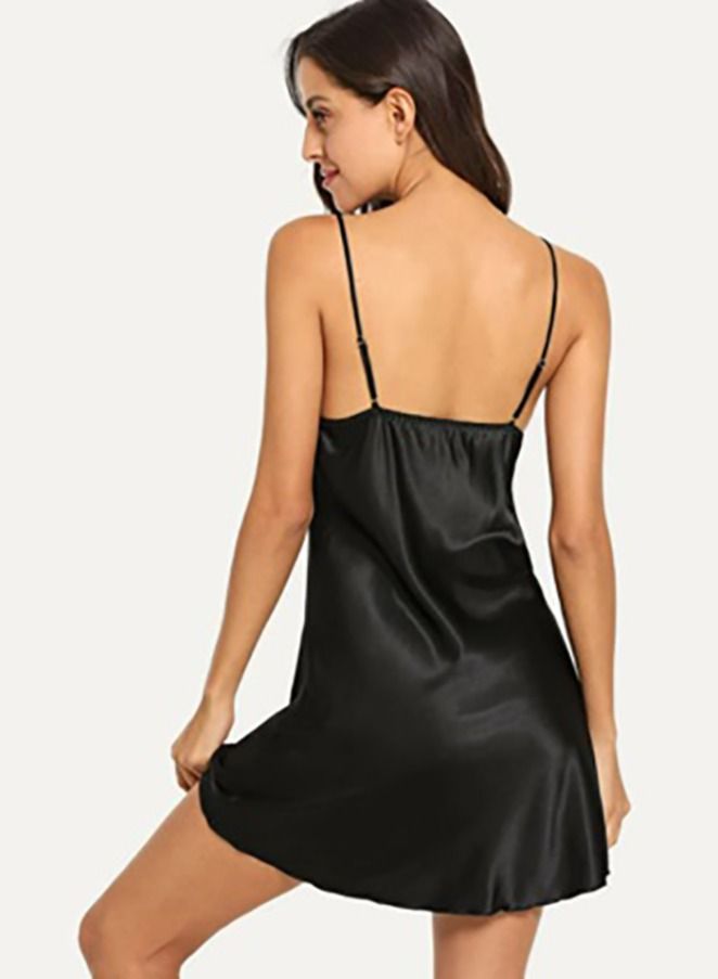 V-Neck Black Night Gown  - Image 2