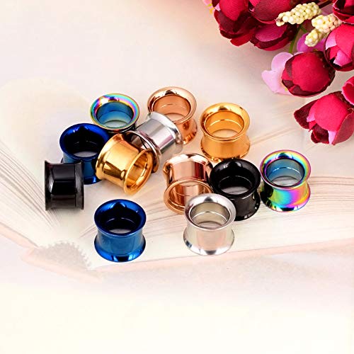 Longbeauty 6 Pair Stainless Steel Screwe Flesh Tunnel Expander Eer Plug Gauge Earlets 6 Colors 8MM - Image 4