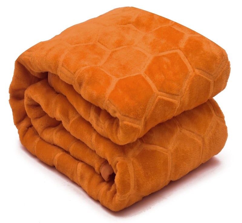BENAVJI BENAVJI Mink Floral Embossed Super Soft Heavy Bed Velvet for Winter Blanket Quilt Rajai Gold Double