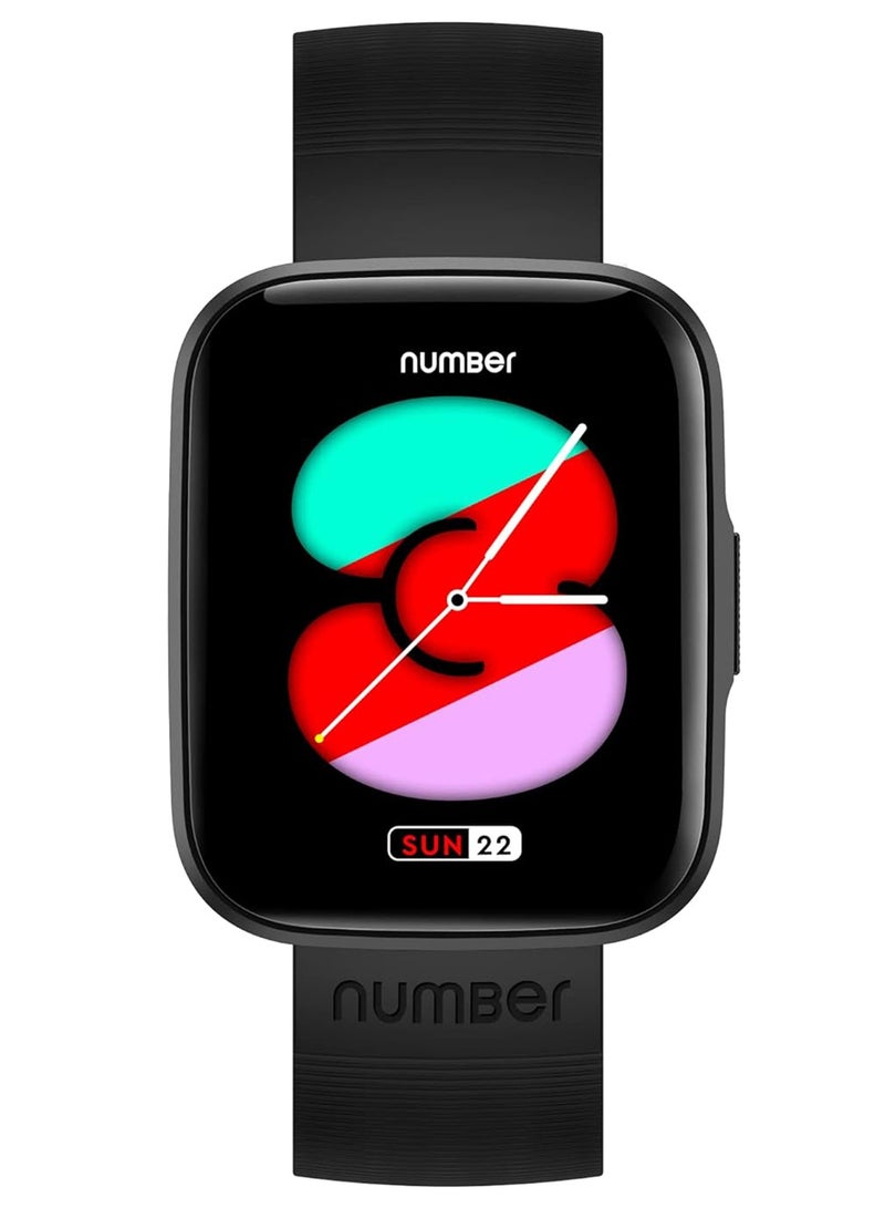 Number XTRO1, Industry's Slimmest watch, 1.69” Full Touch Display, Calling alert, Sports Modes, IP68, Sp02 Smartwatch Black - Image 1