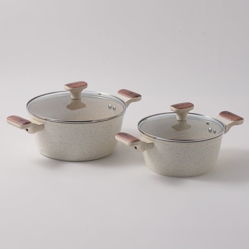 ألبرتو طقم قدور 7 قطع ألومنيوم، كريمي - Image 2