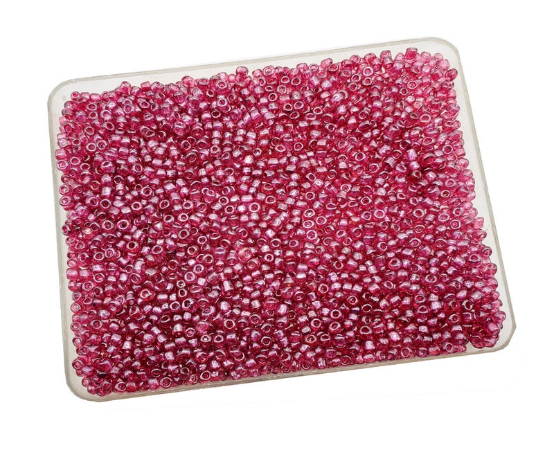 eshoppee 200 gm, 4mm Pink Purple Trans, 6/0 Glass Seed Beads for Jewellery Making kit Art and Crafts Materials for Embroidery Necklace Bracelet Earring Making Materials DIY kit (33) - Image 1