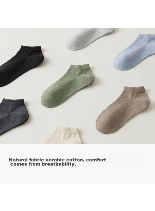 B&C.ROOM Mianzhuwu Socks For Men, Spring And Summer Style, Sweat-absorbing, Breathable, Antibacterial, Pure Cotton Boat Socks, Summer Men's Short Socks, Odor-resistant Socks, 6 Pairs - Image 2