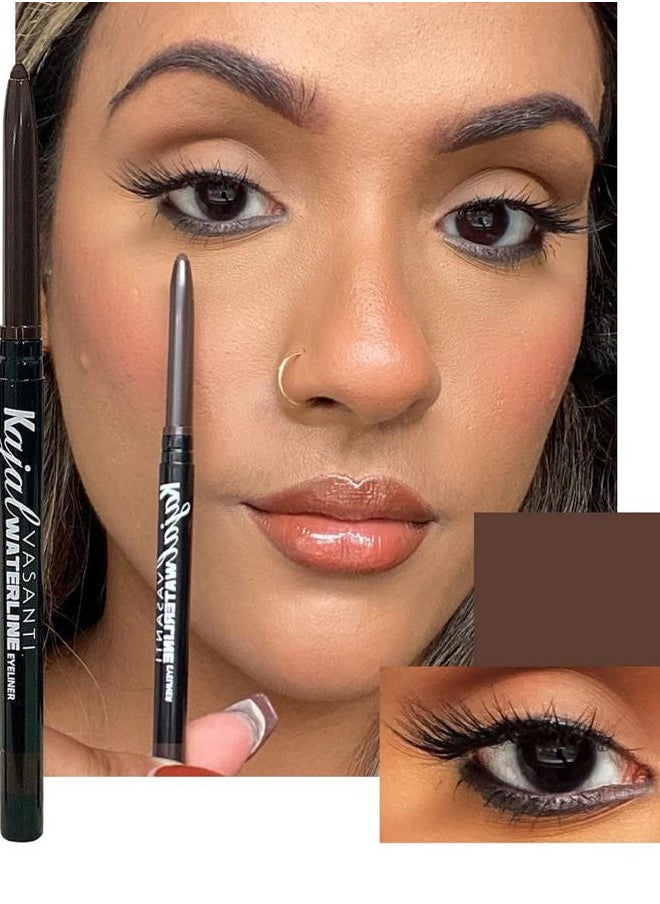 Vasanti Cosmetics - Kajal Waterline Eyeliner Pencil - Long-lasting, Waterproof, Smudge-proof, Safe for Sensitive Eyes, Waterline Eye Liner - Opthalmologist Approved and Tested (Rich Brown) - Image 1