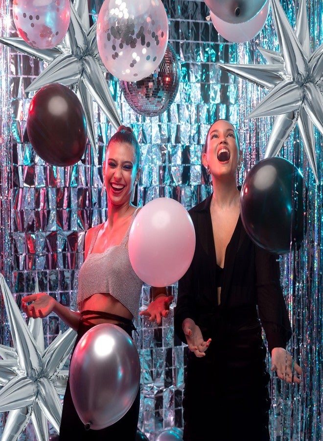 K.E.J. Silver 60 Pcs Star Balloons Explosion 12 Point Cone Balloon,Metallic Mylar Spike Balloons for Party Decor,Weddings,Birthday Anniversary Party Backgrounds - Image 4