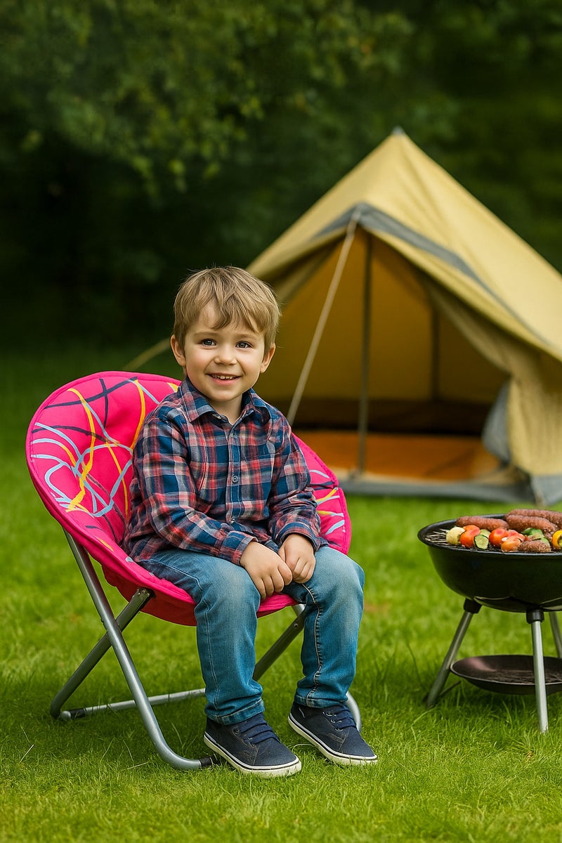 GO2CAMPS كرسي تخييم للأطفال مع مقاعد مبطنة بالوسائد | كرسي تخييم للأطفال | كرسي القمر خفيف الوزن، قابل للطي للأطفال، مقاعد مريحة لرحلات تخييم الأطفال - Image 2