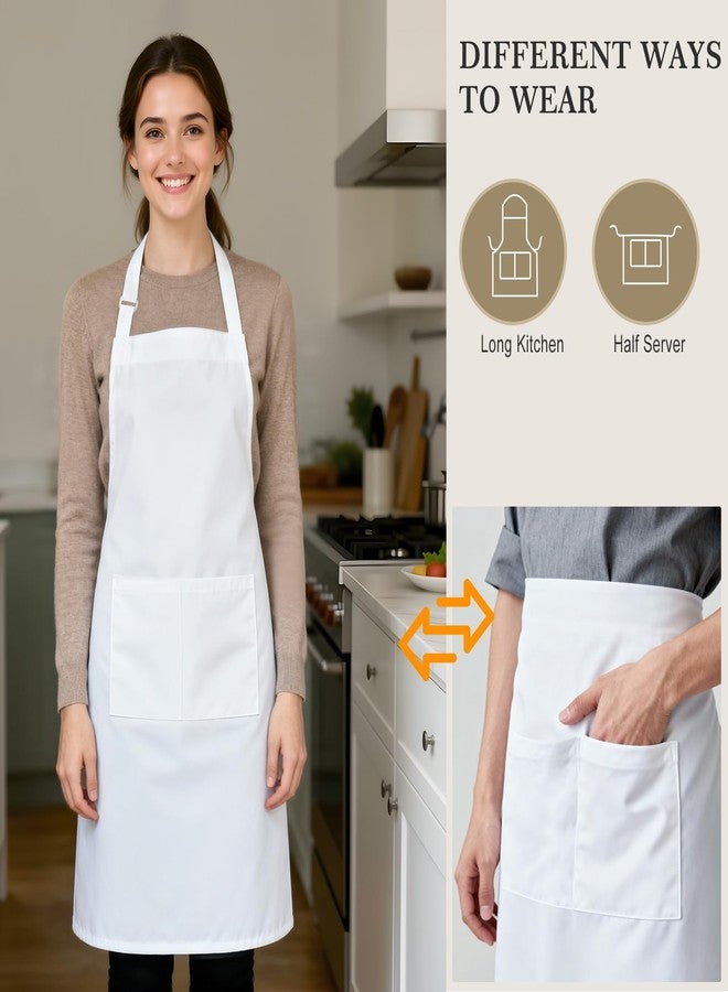 yotache Chef Apron and Hat Set, Chef Hat and Kitchen Apron Adult Adjustable White Baker Costume for Men and Women, 1 Set (33" L x 26" W) - Image 4