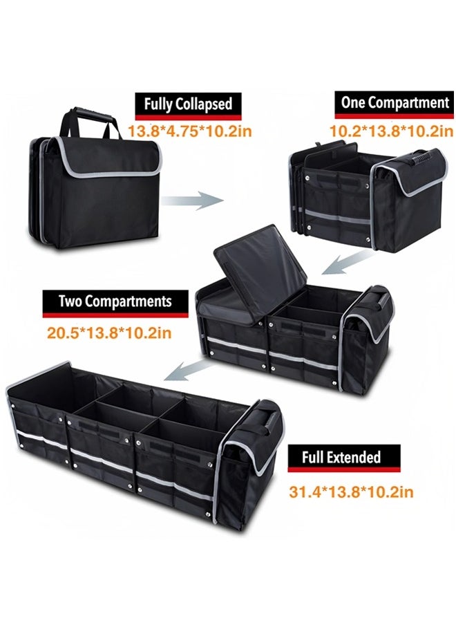 Beauenty Car Trunk Organizer,Collapsible Multi-Compartment Car Organizers,Large Foldable SUV Car Storage Backseat Waterproof/Dust-proof Trunk Organizer with Insulated Leakproof Cooler Bag (Black)  - Image 3
