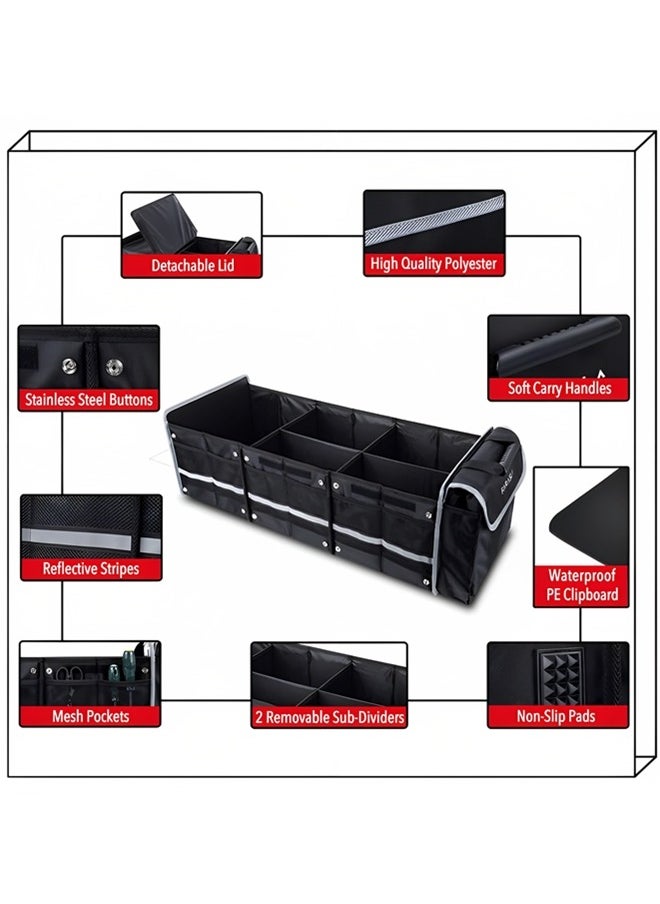 Beauenty Car Trunk Organizer,Collapsible Multi-Compartment Car Organizers,Large Foldable SUV Car Storage Backseat Waterproof/Dust-proof Trunk Organizer with Insulated Leakproof Cooler Bag (Black)  - Image 4