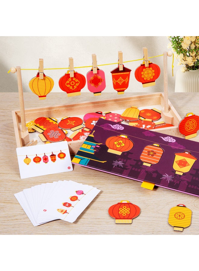 Montessori Early Education Fun Dress-up Jigsaw Puzzle Varied Socks Game Kindergarten Living Area Teaching Aware Intelligence Toys-Color:Fun Hanging Lantern Game (0.7kg) - Image 5