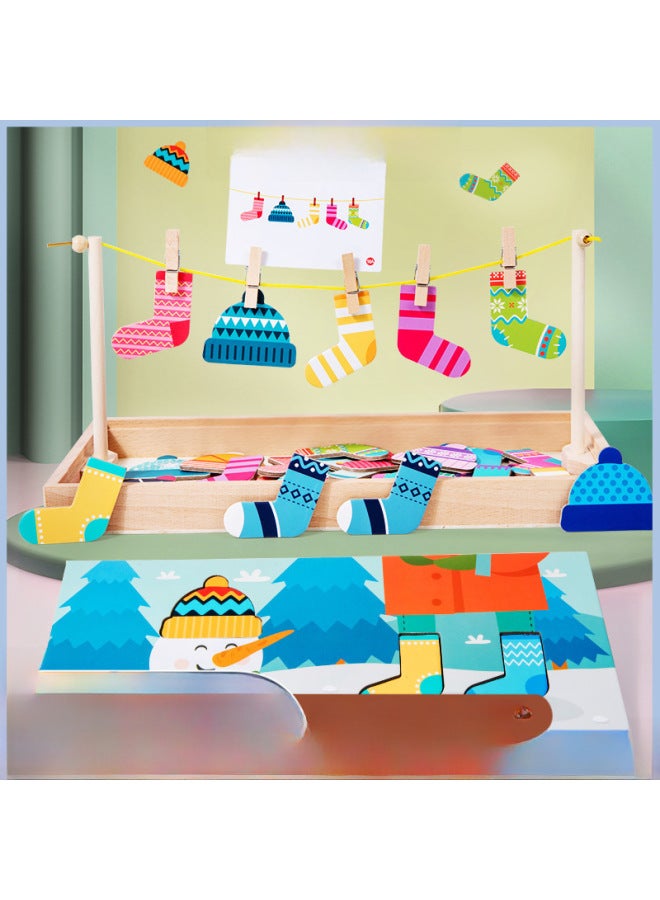 Montessori Early Education Fun Dress-up Jigsaw Puzzle Varied Socks Game Kindergarten Living Area Teaching Aware Intelligence Toys-Color:Fun Hanging Lantern Game (0.7kg) - Image 3