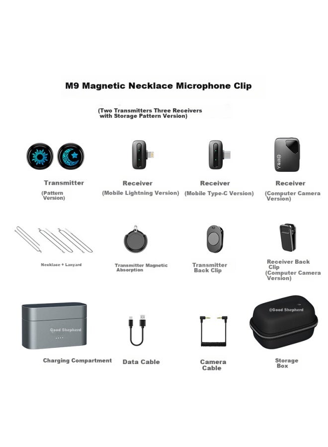 The Good Shepherd Good Shepherd Hmr Wireless Collar Microphone M9 Anchor Live Special Douyin K Song Interview Recording Microphone Outdoor Noise Reduction Microphone Short Video Fashion Necklace Button Microphone - Image 5