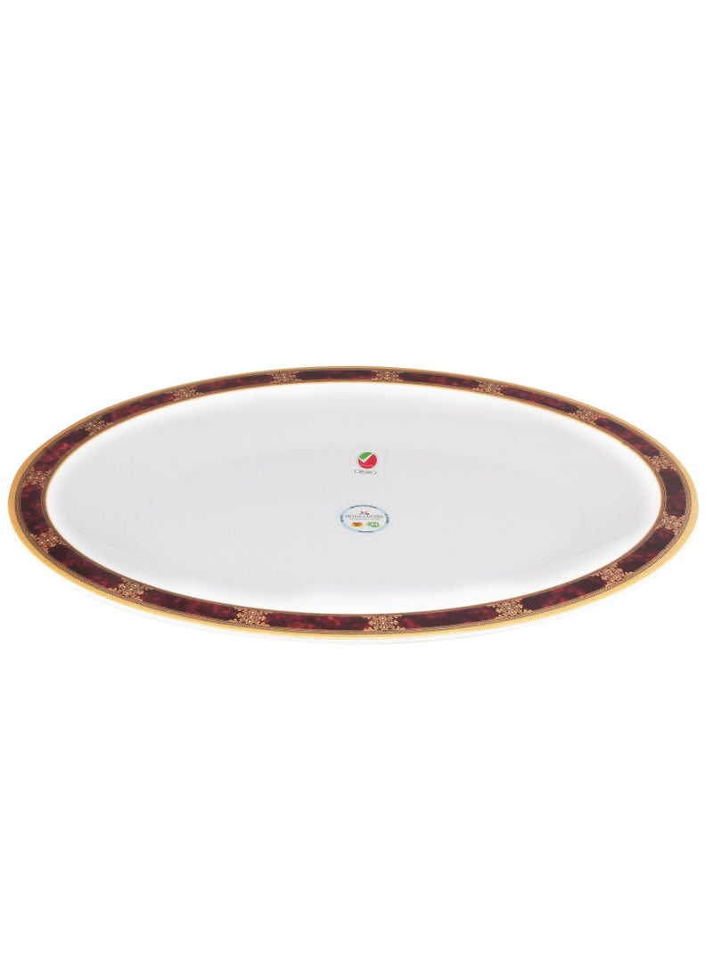 MODA CUCINA صينية تقديم بيضاوية كبيرة جداً من مودة كوتشينا مصنوعة من الميلامين باللون الأحمر العرقي 41 سم معتمدة من إسمه - Image 2
