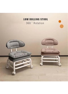 BLURISM BLURISM Morden Low Rolling StoolSmall Leather Stool with Wheels Mini Roller Seat with Back Support Short Rolling Stool Chair for Work Home Cleaning Garage Office and Laundry Grey  - Image 5