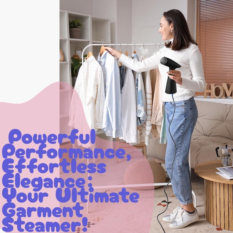 Magictec Travel Garment Steamer, Handheld Steamer for Clothes, Fast Heat-Up in 30 Seconds, 1000W Portable Steamer with 120ml Water Tank, Removes Wrinkles from Clothes, Garments, and Fabrics - Image 2