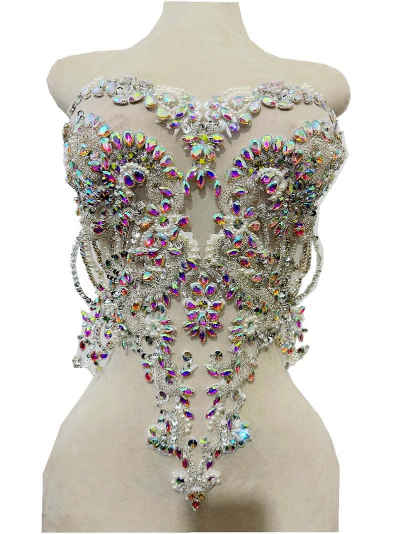 Zbroh دانتيل مزين بالأحجار الكريمة الحمراء والزرقاء والذهبية والخضراء لزخرفة الخياطة مع حبات كريستال لملحقات الملابس المتعددة الألوان