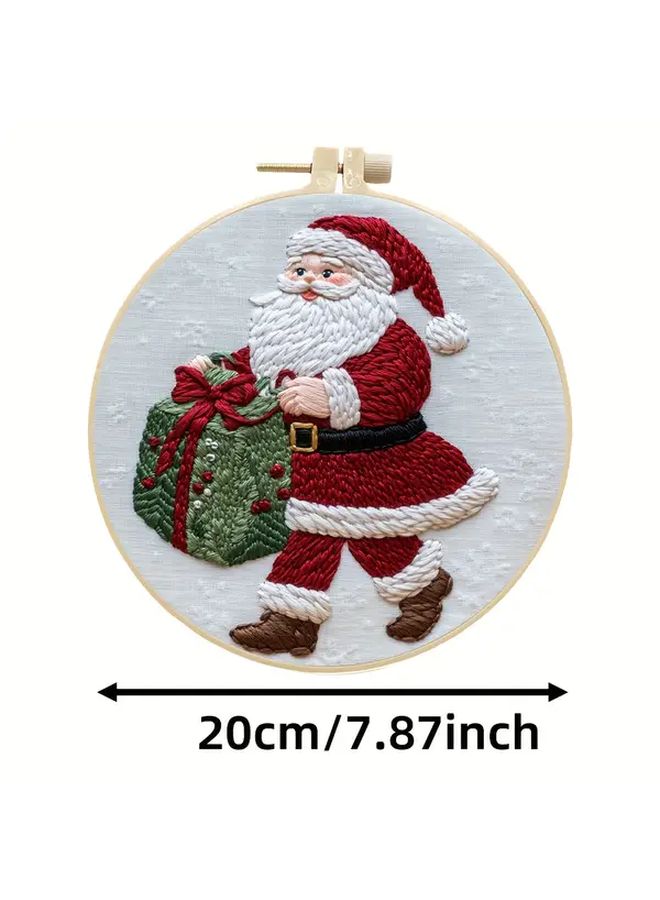 Santa Claus Delivering Gifts Embroidery Kit For Adults Beginners With Frame And Manual - Image 3