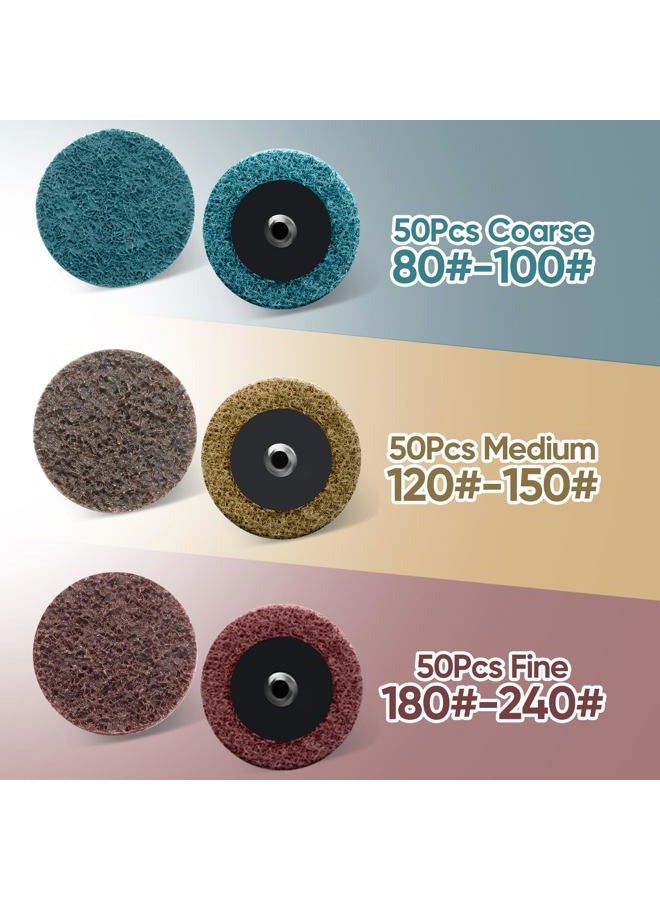 Dapuri 150 Pcs 2 Inch Surface Conditioning Discs Medium Grit Quick Change Sanding Discs for Die Grinders, Surface Stripping, Grinding, Polishing, and Burr Finishing - Image 4
