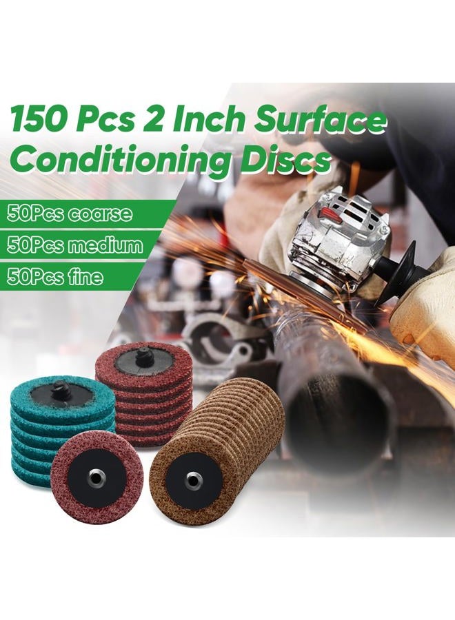 Dapuri 150 Pcs 2 Inch Surface Conditioning Discs Medium Grit Quick Change Sanding Discs for Die Grinders, Surface Stripping, Grinding, Polishing, and Burr Finishing - Image 2