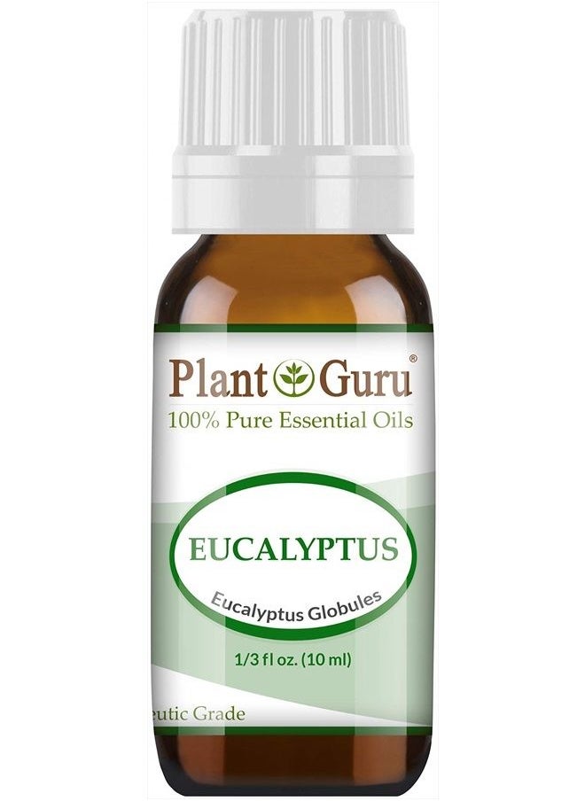 Plant Guru Eucalyptus Essential Oil 10 ml 100% Pure Undiluted Therapeutic Grade for Aromatherapy Diffuser, Sinus Relief, Allergies, Cough, Nasal and Chest Congestion 