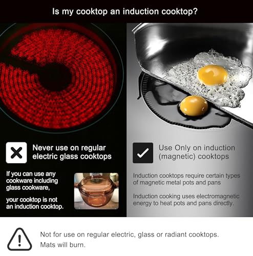 Lazy K Induction Cooktop Mat - Silicone Fiberglass Scratch Protector - for Magnetic Stove - Non Slip Pads to Prevent Pots from Sliding During Cooking_ Black (9.4inches) - Image 2