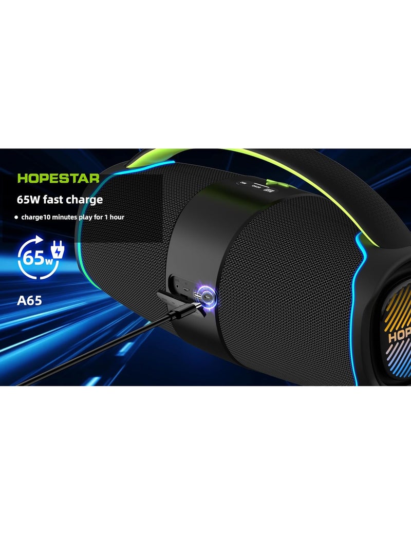 HOPESTAR A65 300W Portable Bluetooth Speaker – Big Bass, Karaoke Mic, IPX6 Waterproof, 30000mAh Battery, TWS Stereo, LED Lights & Handle – Perfect for Parties, Camping, and Outdoor Adventures - Image 4