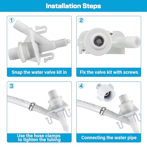 Dreyoo RV Toilet Water Valve Compatible with 385311641, Sealand 300 310 311 320 321 Series Pedal Flush Camper Trailer Marine Toilets, Flush Valve Replacement with Sealing Ring(2 Set) - Image 4