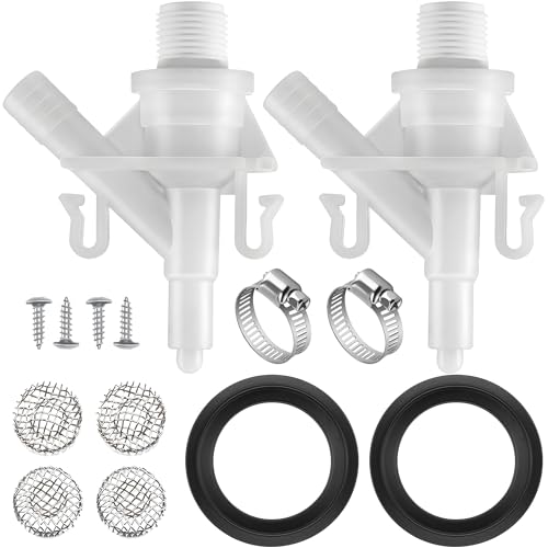 Dreyoo RV Toilet Water Valve Compatible with 385311641, Sealand 300 310 311 320 321 Series Pedal Flush Camper Trailer Marine Toilets, Flush Valve Replacement with Sealing Ring(2 Set) - Image 1