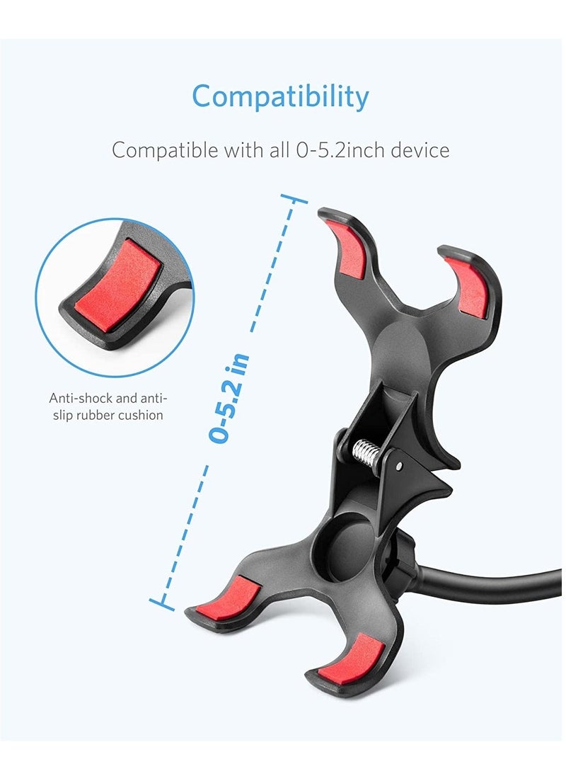 ELTRAZONE Flexible Solid Grip Phone Holder with Adjustable Universal Gooseneck Smartphone Stand,Used for Bed Kitchen, Black - Image 3