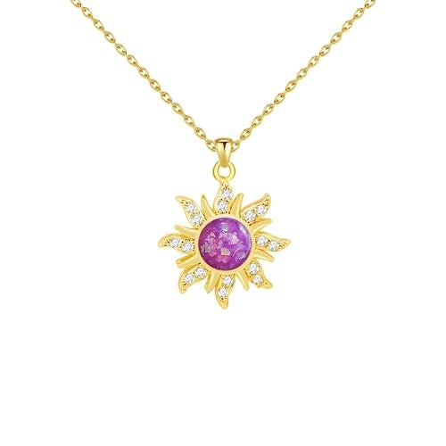 DAYANEY Tangled Purple Sun Necklace, Tangled Costume for Adult Women Girls as Fairy Gold Sun Pendant Necklace, Purple Accessories Jewelry Gifts Outfits Skirt Dress - Image 1