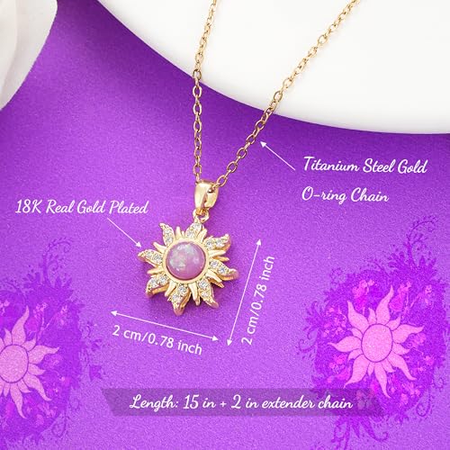 DAYANEY Tangled Purple Sun Necklace, Tangled Costume for Adult Women Girls as Fairy Gold Sun Pendant Necklace, Purple Accessories Jewelry Gifts Outfits Skirt Dress - Image 4