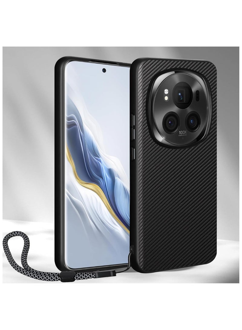 عام حافظة لهاتف هونور ماجيك 6 برو (2024) ، حافظة واقية للهاتف من ألياف الكربون بلوري مع حبل ، تي بي يو + غطاء خلفي واقي مضاد للسقوط - Image 4