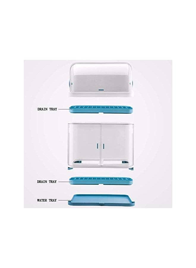 Zaboon - Rack Dustproof Kitchen Plastic Dish Rack Tableware Storage Box Drain Dishware Lid Doublelayer Partition Cupboard Doublelayer Tableware Storage Rack - Image 1