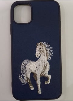 Case Shockproof Phone Case With Horse Embroidery Design For IPhone 14 Plus In Blue  - Image 2