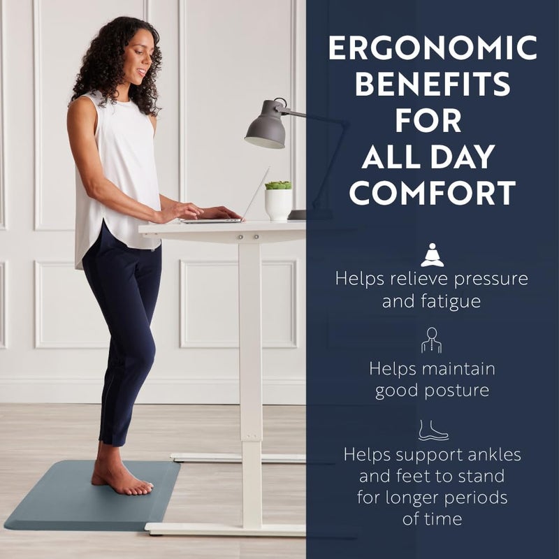 KANGAROO Thick Ergonomic Anti Fatigue Mats for Kitchen Floor, 39x20, Cushioned Standing Office Desk Mat, Waterproof Scratch Resistant Topside, Supportive All Day Comfort Padded Foam Rugs, Charcoal - Image 3