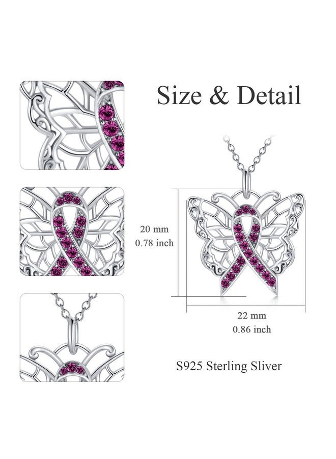 AOBOCO قلادة باندلت الوعي بسرطان البنكرياس مع شريط بنفسجي من الفضة الاسترلينية لسرطان هودجكين وسرطان المعدة وسرطان المريء وناجيات سرطان البنكرياس هدية مجوهرات ملهمة للنساء - Image 2