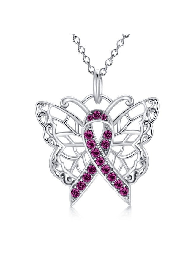 AOBOCO قلادة باندلت الوعي بسرطان البنكرياس مع شريط بنفسجي من الفضة الاسترلينية لسرطان هودجكين وسرطان المعدة وسرطان المريء وناجيات سرطان البنكرياس هدية مجوهرات ملهمة للنساء - Image 1