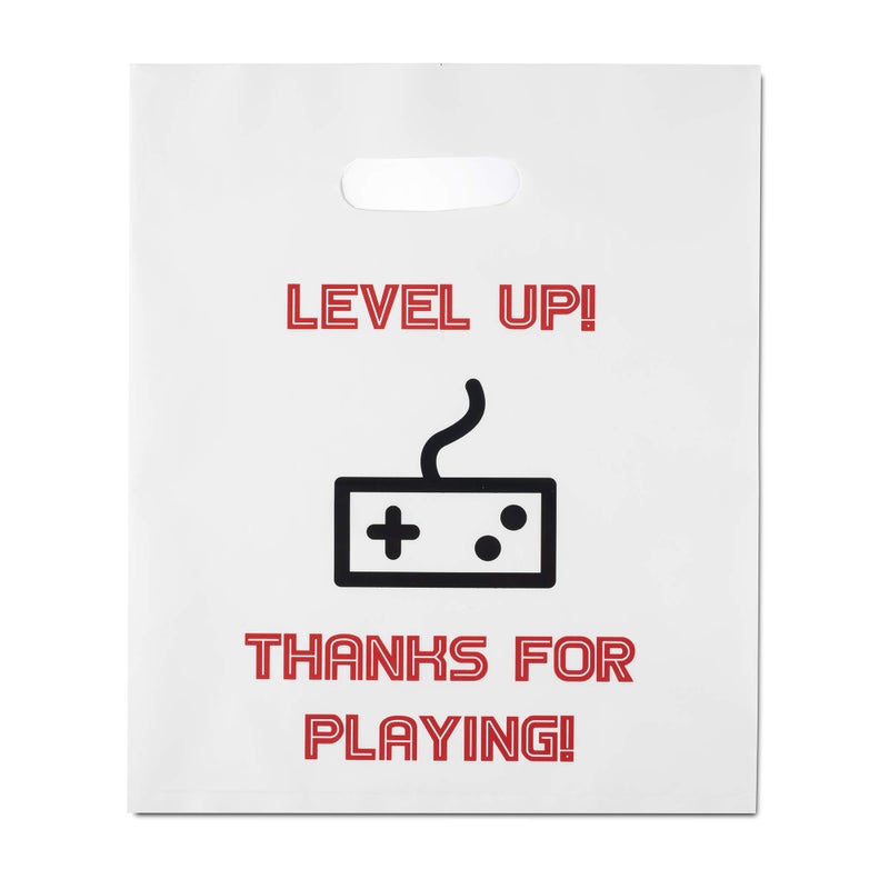 L LIFETIME Party Favor Plastic Goodie Bags with Handles Theme Birthday Supplies Gift Bag for Kids and Adults Video Games 24 Pack - Image 2